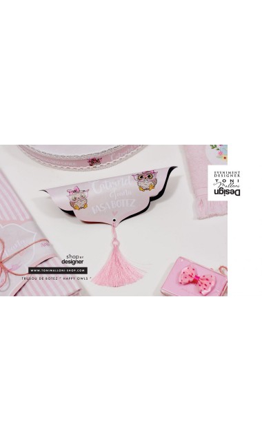 Trusou de botez brodat cu bufnite si anemone pentru fete, Bufnita Petrecareata 28